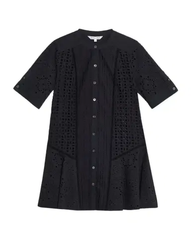 Veronica Beard Dara Short-Sleeve Cotton Eyelet Mini Dress | Thumbnail 1 Veronica Beard Dara Short-Sleeve Cotton Eyelet Mini Dress | Thumbnail 1