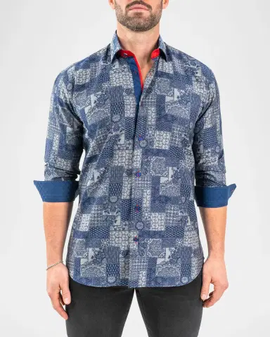 Maceoo Men's Einstein Jacquard Mosaic Sport Shirt | Thumbnail 3