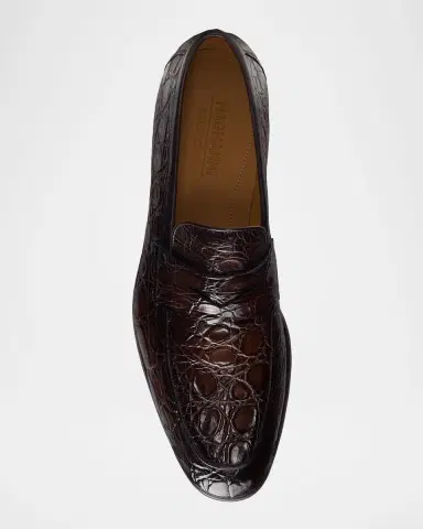 Magnanni Men's Vicente Croc Leather Penny Loafers | Thumbnail 4