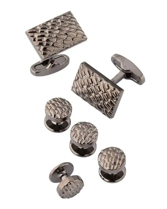 Men 's Rectangle Basketweave Cufflinks