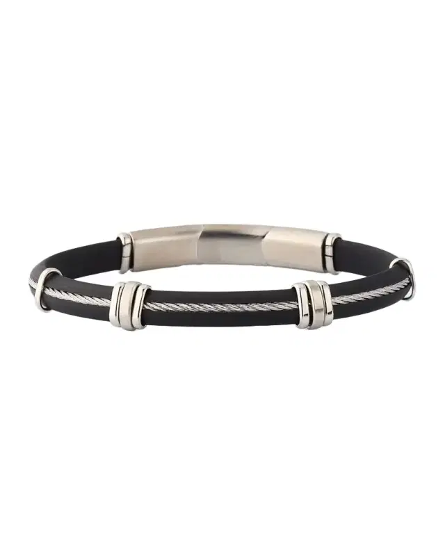Men 's Rubber and Stainless Steel Bracelet