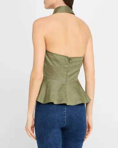 Veronica Beard Lancaster Sleeveless Linen Peplum Top | Thumbnail 3 Veronica Beard Lancaster Sleeveless Linen Peplum Top | Thumbnail 3