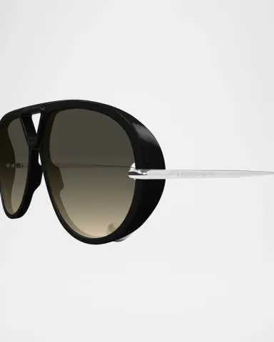 Bottega Veneta Geometric Acetate & Metal Alloy Aviator Sunglasses | Thumbnail 2