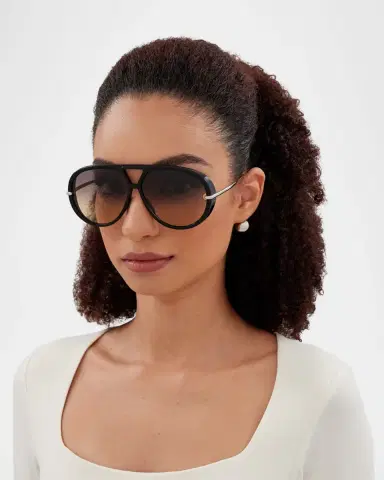 Bottega Veneta Geometric Acetate & Metal Alloy Aviator Sunglasses | Thumbnail 3