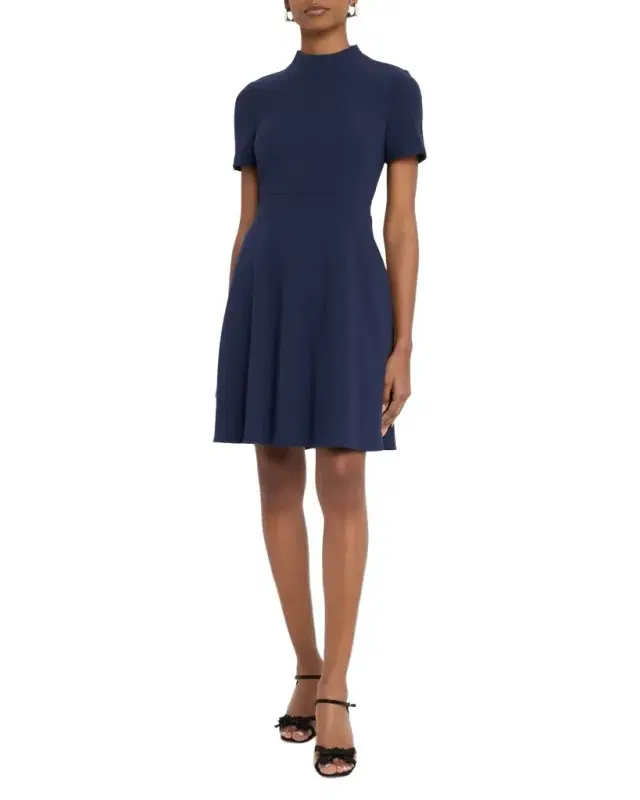 Mayra Seamed Mock-Neck Dress