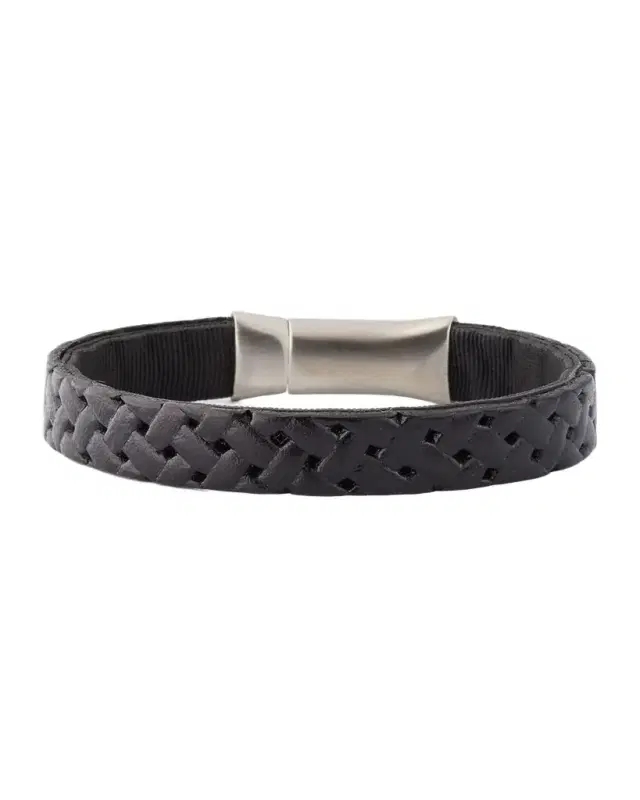 Men 's Embossed Braided Leather Bracelet