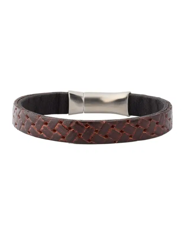 Men 's Embossed Braided Leather Bracelet