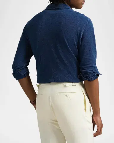 Polo Ralph Lauren Men's Indigo-Dyed Mesh Polo Shirt | Thumbnail 2 Polo Ralph Lauren Men's Indigo-Dyed Mesh Polo Shirt | Thumbnail 2