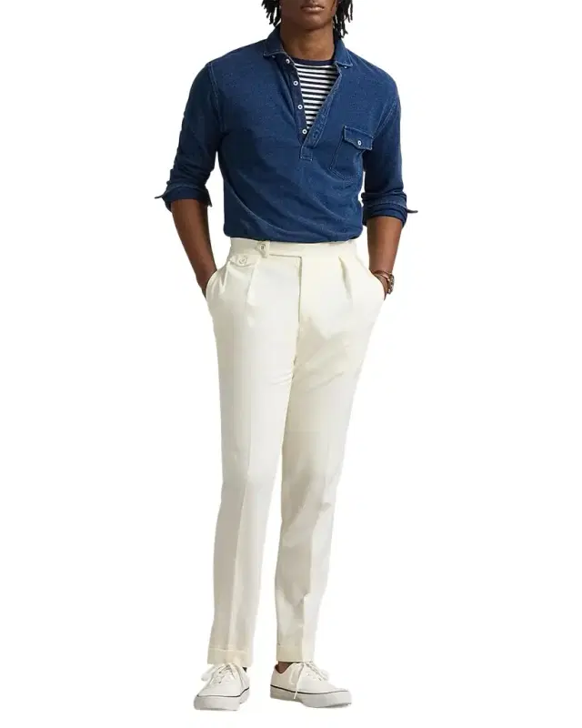 Men's Indigo-Dyed Mesh Polo Shirt