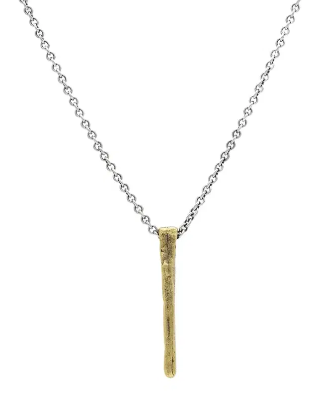 Men's Brass and Sterling Silver Nails Pendant Necklace, 24"L Men's Brass and Sterling Silver Nails Pendant Necklace, 24"L