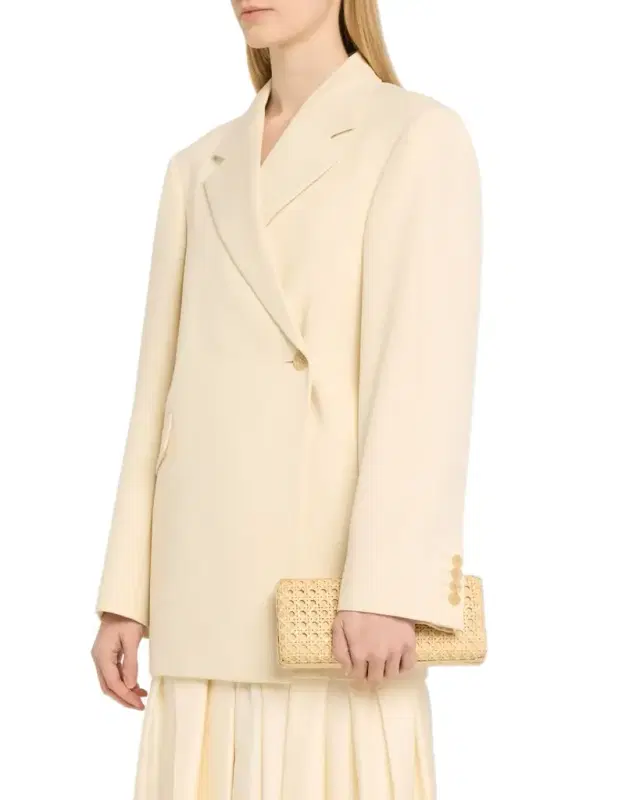 Alessandra Cutout Woven Long Clutch Bag