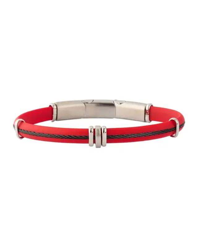 Men 's Rubber and Stainless Steel Bracelet