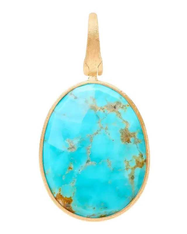 18K Lunaria Pendant with Turquoise