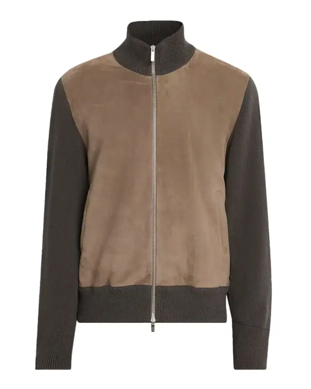 Men 's Suede and Wool Full-Zip Blouson
