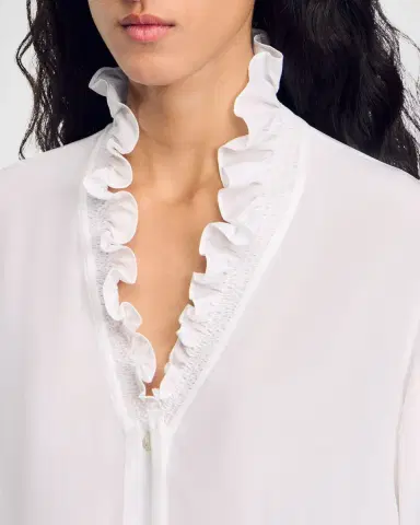 Sandro Lisandro Ruffled Silk Shirt | Thumbnail 5