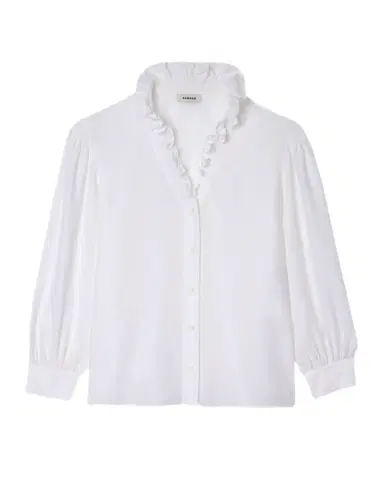 Sandro Lisandro Ruffled Silk Shirt | Thumbnail 1