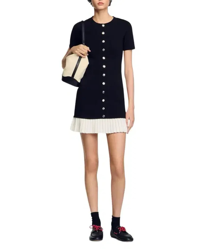 Paradis Pleated-Hem Mini Dress