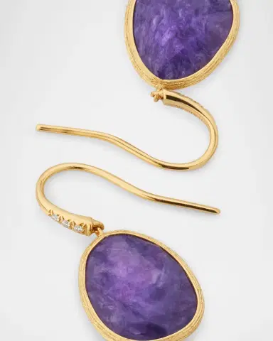 Marco Bicego Lunaria 18K Yellow Gold Charoite Earrings with Diamonds | Thumbnail 4