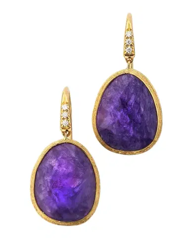 Marco Bicego Lunaria 18K Yellow Gold Charoite Earrings with Diamonds | Thumbnail 1