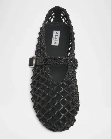 Alaïa Leather Net Mary Jane Ballerina Flats | Thumbnail 6