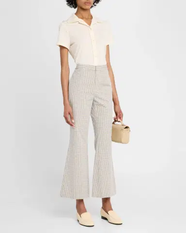Vince Crop Flare Gardeners Check Pants | Thumbnail 2