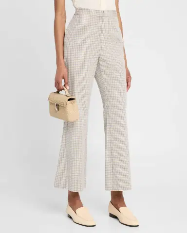 Vince Crop Flare Gardeners Check Pants | Thumbnail 4