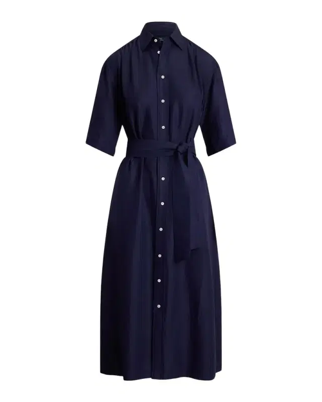 Belted Silk-Blend Shirtdress