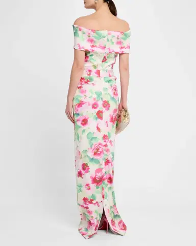 Rickie Freeman for Teri Jon Off-Shoulder Pleated Mikado Column Gown | Thumbnail 3 Rickie Freeman for Teri Jon Off-Shoulder Pleated Mikado Column Gown | Thumbnail 3