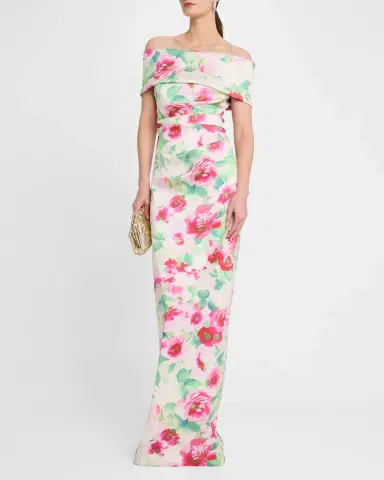 Rickie Freeman for Teri Jon Off-Shoulder Pleated Mikado Column Gown | Thumbnail 4 Rickie Freeman for Teri Jon Off-Shoulder Pleated Mikado Column Gown | Thumbnail 4