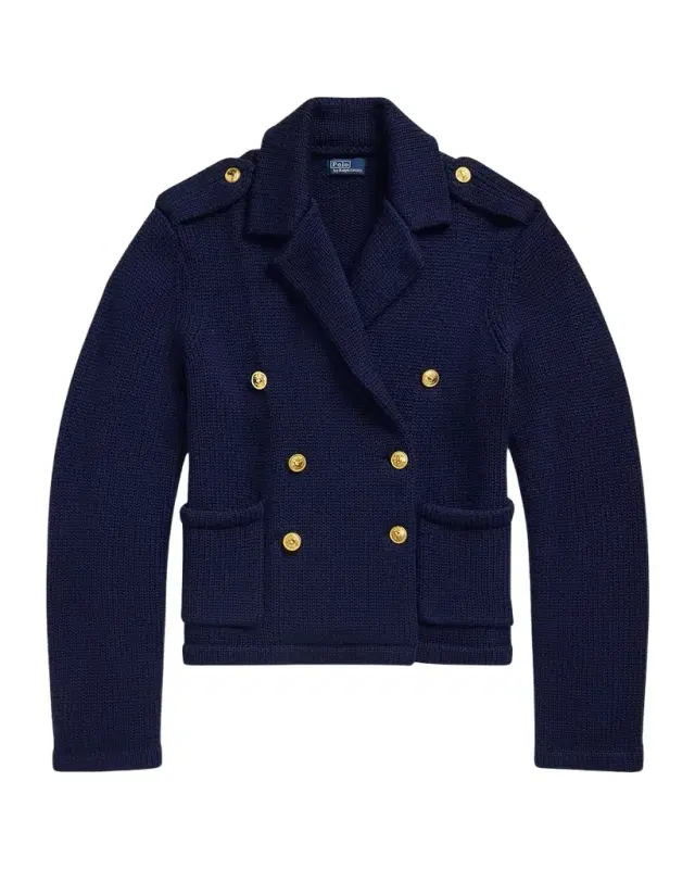 Double-Breasted Wool Sweater Blazer