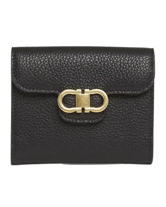 Ferragamo Double Gancio Grainy Leather Wallet