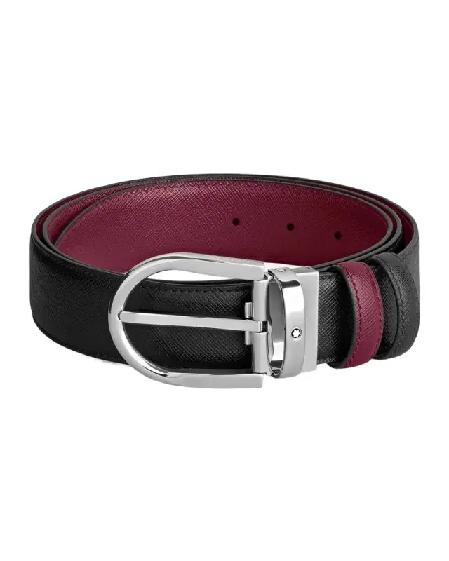 Men 's Horseshoe-Buckle Reversible Leather Belt