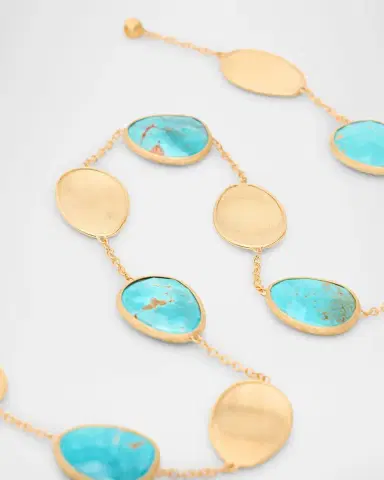 Marco Bicego 18K Lunaria Necklace with Turquoise, 17"L | Thumbnail 2 Marco Bicego 18K Lunaria Necklace with Turquoise, 17"L | Thumbnail 2