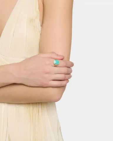 Marco Bicego 18K Lunaria Ring with Turquoise, Size 7 | Thumbnail 2 Marco Bicego 18K Lunaria Ring with Turquoise, Size 7 | Thumbnail 2