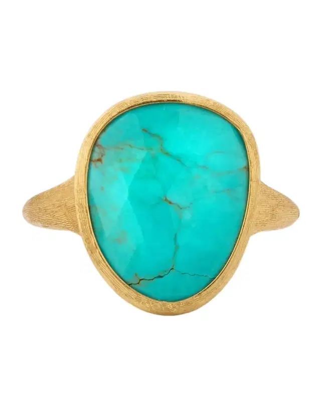 18K Lunaria Ring with Turquoise, Size 7