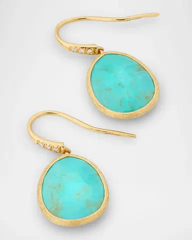 Marco Bicego Lunaria 18K Yellow Gold Earrings with Diamonds and Turquoise | Thumbnail 3 Marco Bicego Lunaria 18K Yellow Gold Earrings with Diamonds and Turquoise | Thumbnail 3