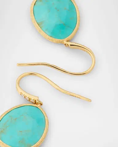 Marco Bicego Lunaria 18K Yellow Gold Earrings with Diamonds and Turquoise | Thumbnail 4 Marco Bicego Lunaria 18K Yellow Gold Earrings with Diamonds and Turquoise | Thumbnail 4