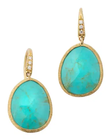 Marco Bicego Lunaria 18K Yellow Gold Earrings with Diamonds and Turquoise | Thumbnail 1 Marco Bicego Lunaria 18K Yellow Gold Earrings with Diamonds and Turquoise | Thumbnail 1