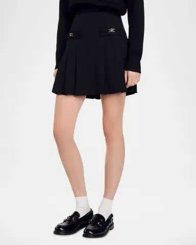 Sandro Rebeca Stitched Pleat Mini Skirt | Thumbnail 4