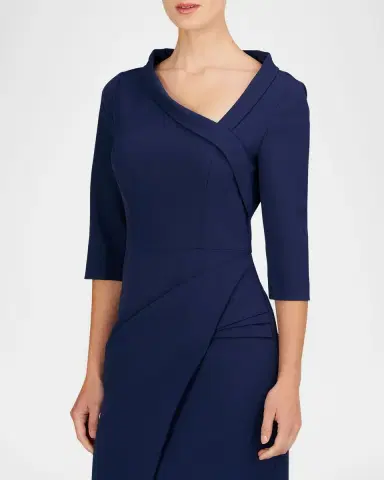 Kay Unger New York Helena 3/4-Sleeve Stretch Crepe Column Gown | Thumbnail 5