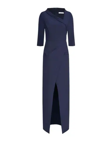 Kay Unger New York Helena 3/4-Sleeve Stretch Crepe Column Gown | Thumbnail 1