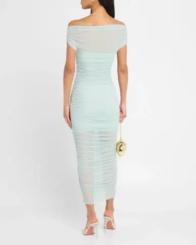 SEROYA Noel Off-Shoulder Ruched Mesh Midi Dress | Thumbnail 7 SEROYA Noel Off-Shoulder Ruched Mesh Midi Dress | Thumbnail 7