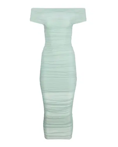 SEROYA Noel Off-Shoulder Ruched Mesh Midi Dress | Thumbnail 1 SEROYA Noel Off-Shoulder Ruched Mesh Midi Dress | Thumbnail 1