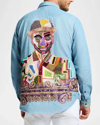 Robert Graham Men's Embroidered Corduroy Shirt Jacket | Thumbnail 3 Robert Graham Men's Embroidered Corduroy Shirt Jacket | Thumbnail 3