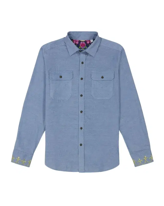 Robert Graham Men 's Embroidered Corduroy Shirt Jacket