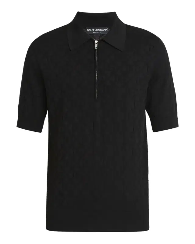 Men 's DG Jacquard Quarter-Zip Polo Shirt