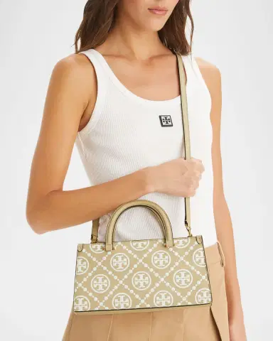 Tory Burch Small T Monogram East-West Leather Tote Bag | Thumbnail 2 Tory Burch Small T Monogram East-West Leather Tote Bag | Thumbnail 2