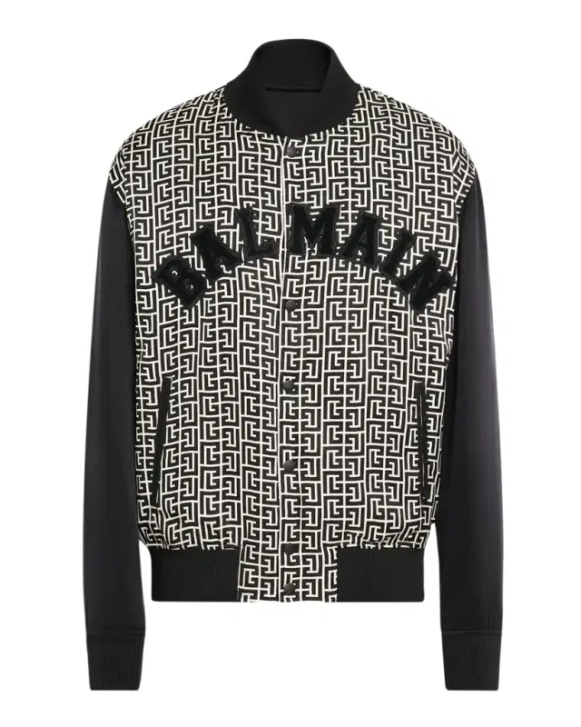 Men 's Varsity Monogram Bomber Jacket with Patches