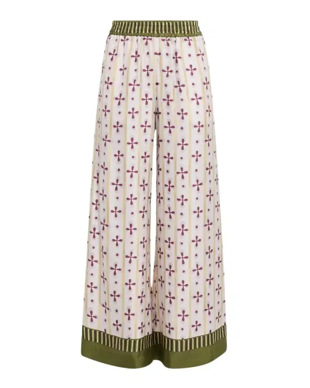 Printed Silk Wide-Leg Palazzo Pants