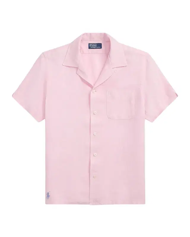 Men 's Slub Linen Camp Shirt